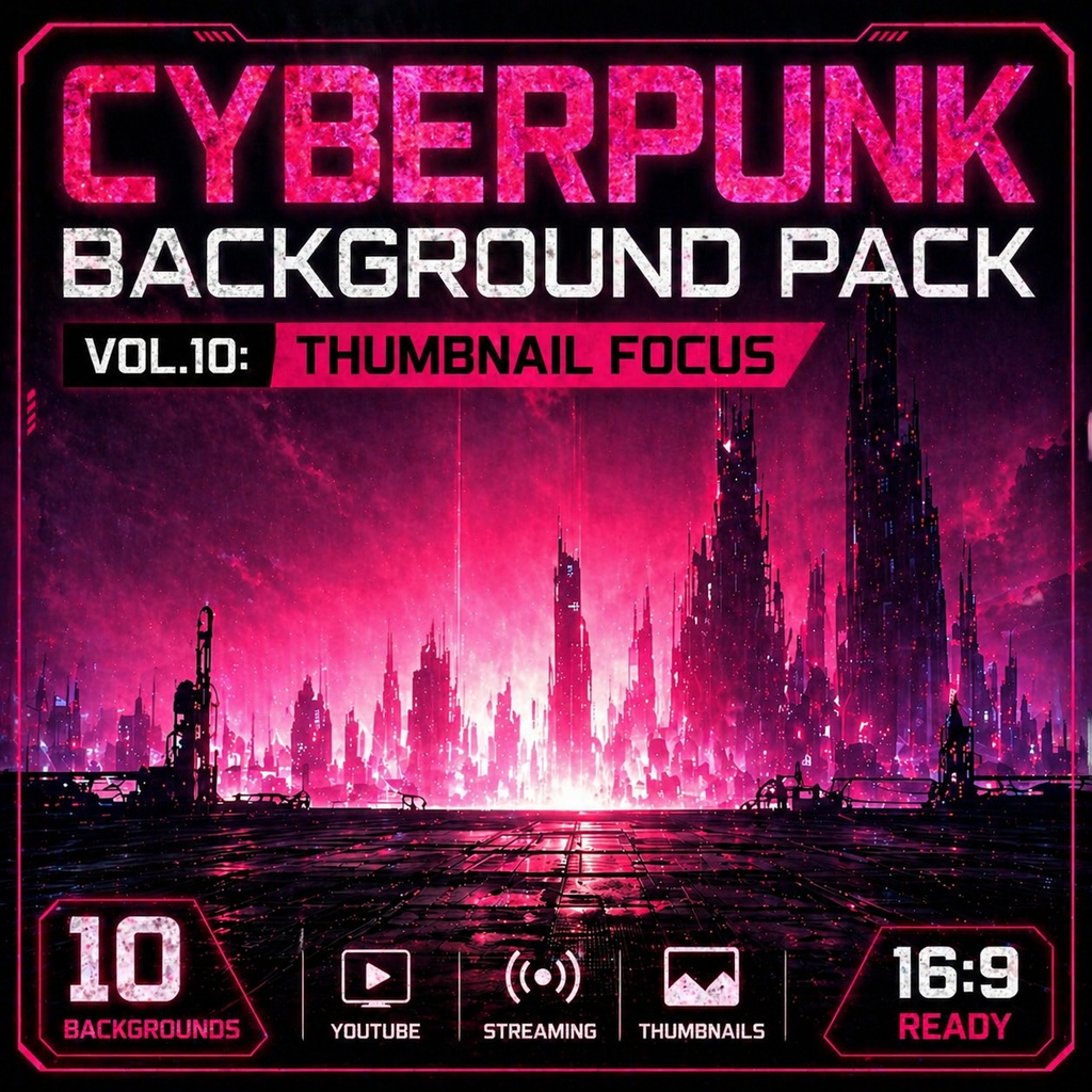Cyberpunk Background Pack Vol.10: Thumbnail Focus【10 Images / 16:9】