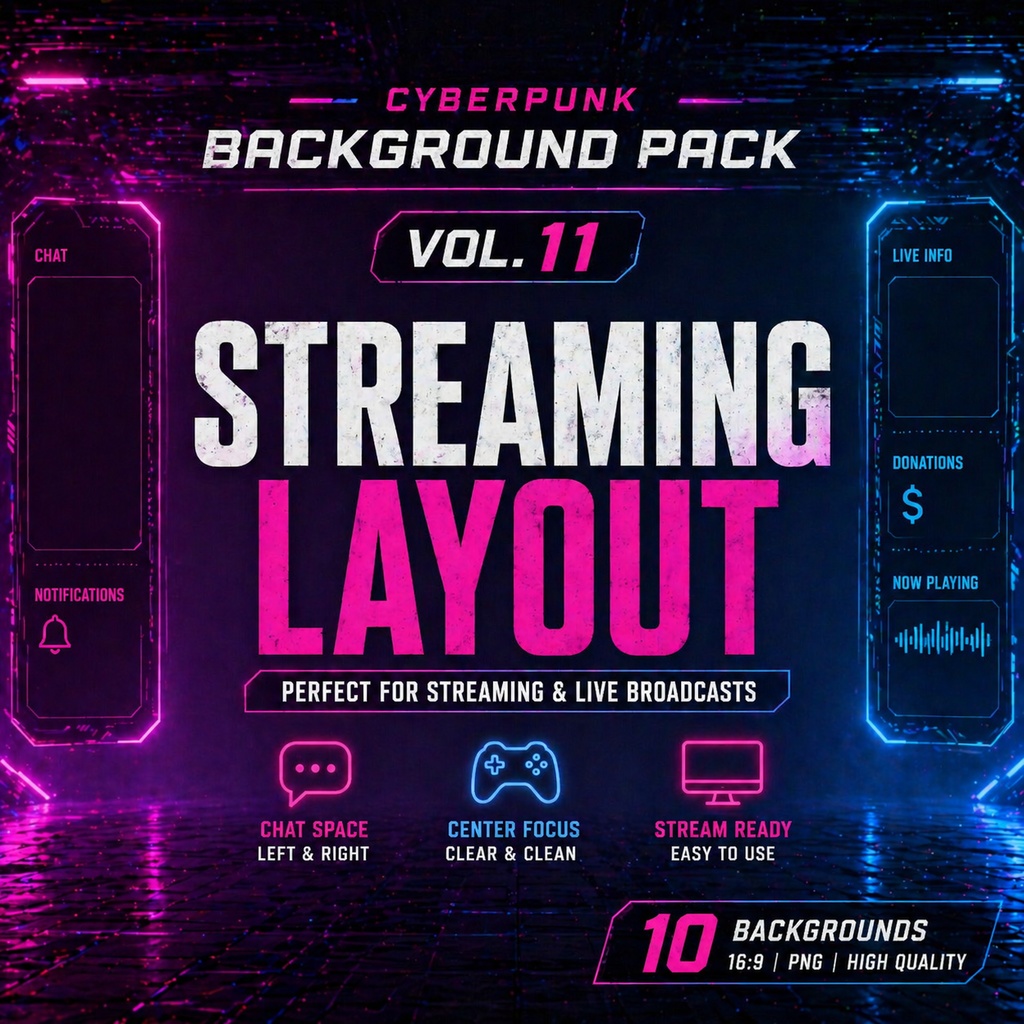 Cyberpunk Background Pack Vol.11: Streaming Layout【10 Images / 16:9】