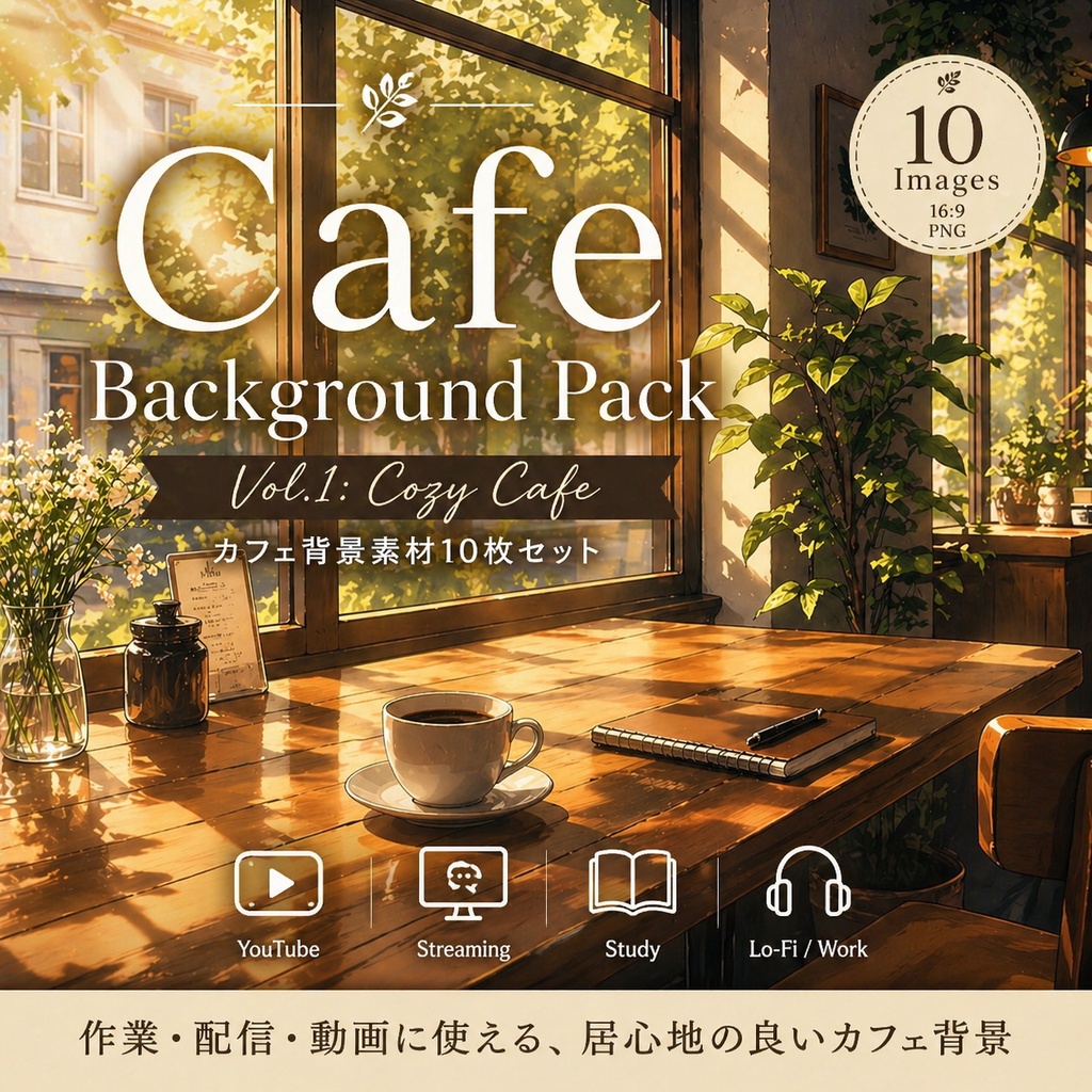 Cafe Background Pack Vol.1: Cozy Cafe【10 Images / 16:9】