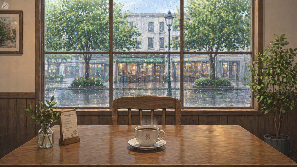 Cafe Background Pack Vol.2: Rain Cafe【10 Images / 16:9】