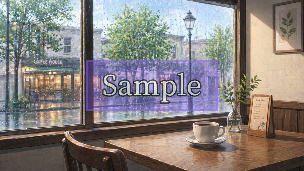 【雨のカフェ背景10枚 / 16:9】Cafe Background Pack Vol.2: Rain Cafe