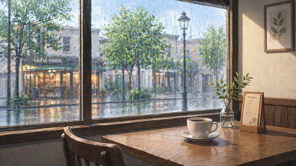 Cafe Background Pack Vol.2: Rain Cafe【10 Images / 16:9】