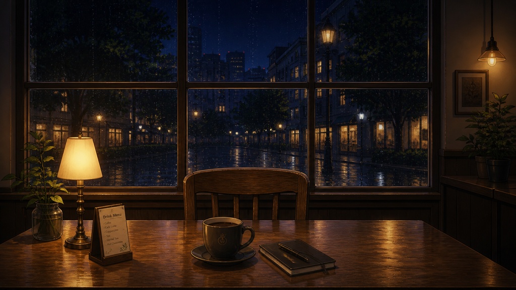 Cafe Background Pack Vol.3: Night Cafe【10 Images / 16:9】