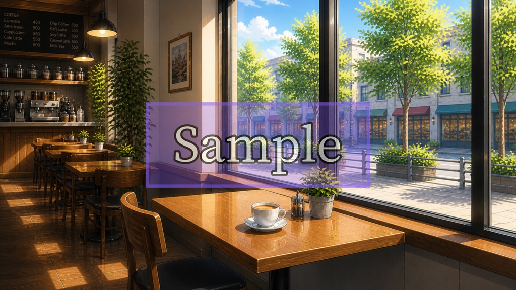 【窓際カフェ背景10枚 / 16:9】 Cafe Background Pack Vol.7: Window Seat Cafe