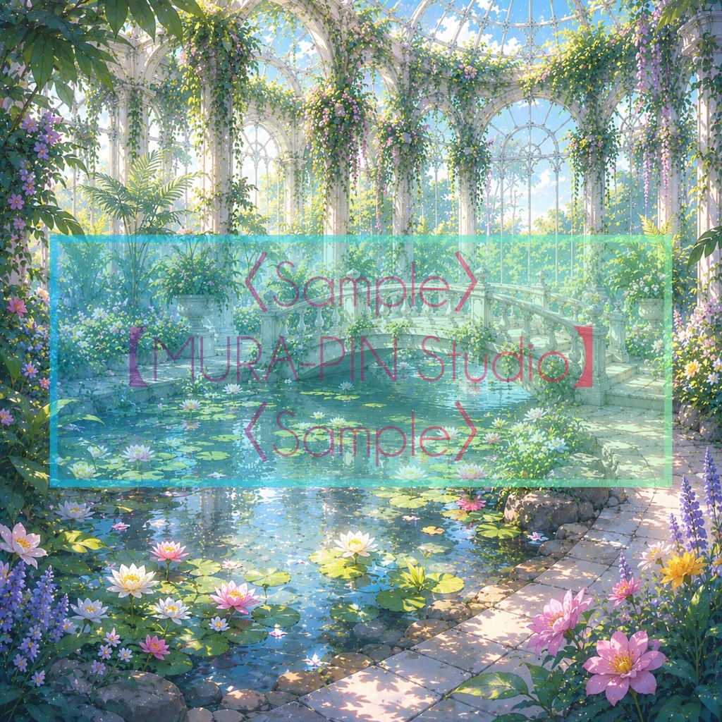 【ガラス温室背景(配信・サムネ向け)・10枚 / 正方形】The Square Vol.18: Fantasy Glasshouse