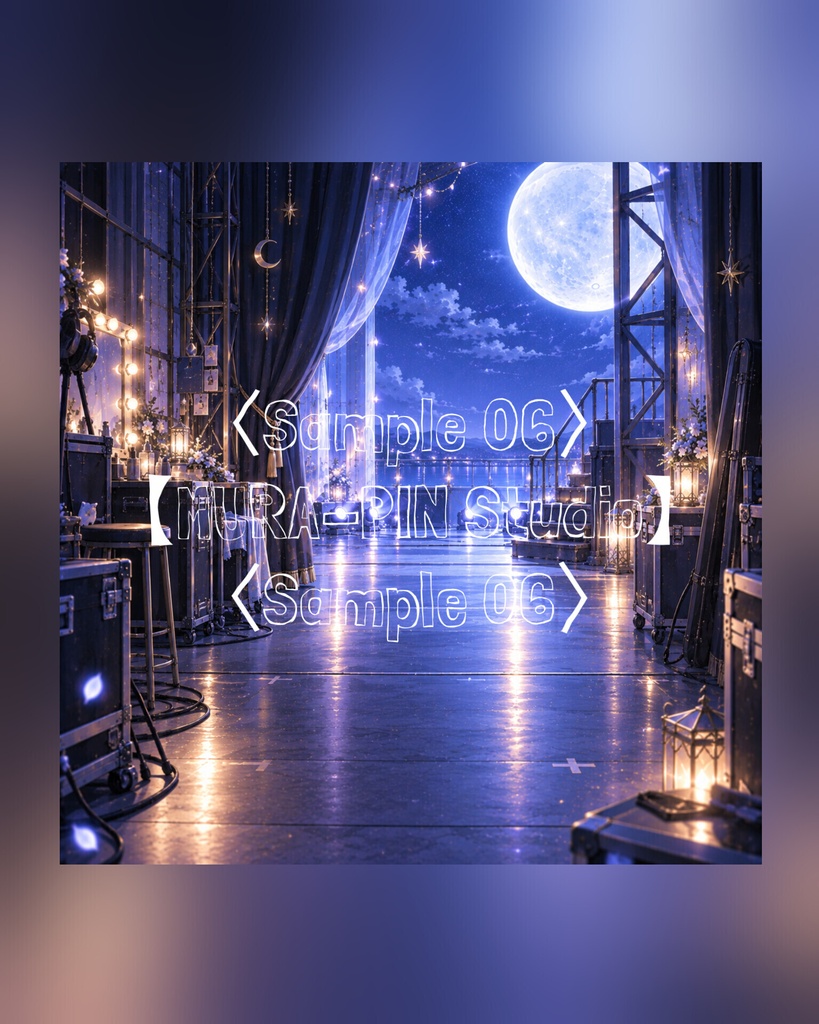 【月光アイドルステージの幻想ライブ背景(歌枠・配信・サムネ向け)・10枚 / 正方形】 The Square Vol.39 : Moonlight Idol Stage