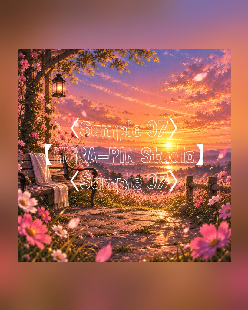 【夕焼けコスモスのエモーショナル花畑背景(配信・サムネ向け)・10枚 / 正方形】 The Square Vol.43 : Sunset Cosmos Field