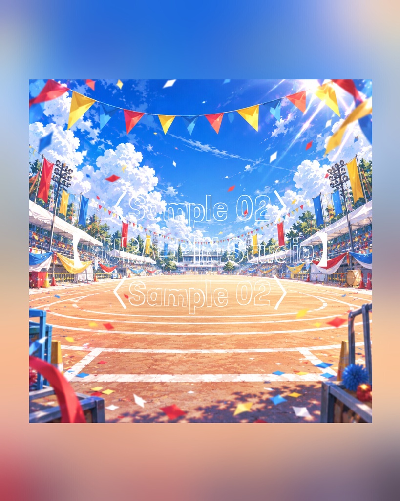 【青春が弾ける学園体育祭の背景(配信・サムネ向け)・10枚 / 正方形】The Square Vol.45 : School Sports Festival