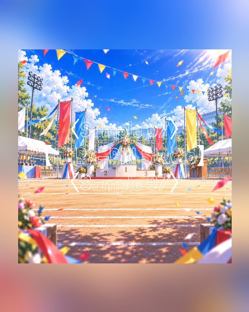 【青春が弾ける学園体育祭の背景(配信・サムネ向け)・10枚 / 正方形】The Square Vol.45 : School Sports Festival