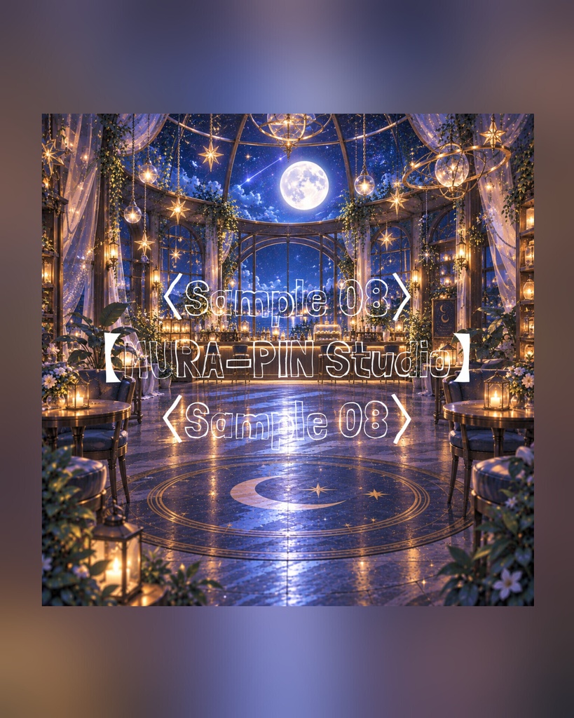 【月光に溶ける夜カフェ背景(配信・雑談・チル・サムネ向け)・10枚 / 正方形】The Square Vol.46 : Moonlight Café