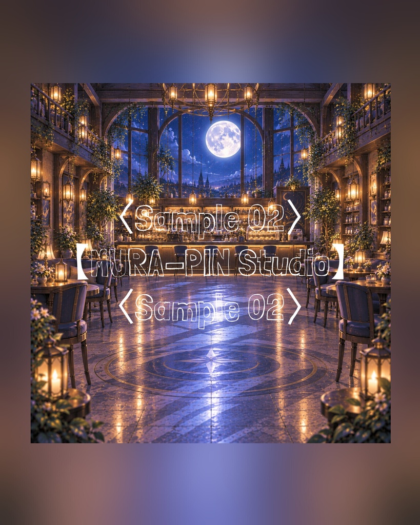 【月光に溶ける夜カフェ背景(配信・雑談・チル・サムネ向け)・10枚 / 正方形】The Square Vol.46 : Moonlight Café