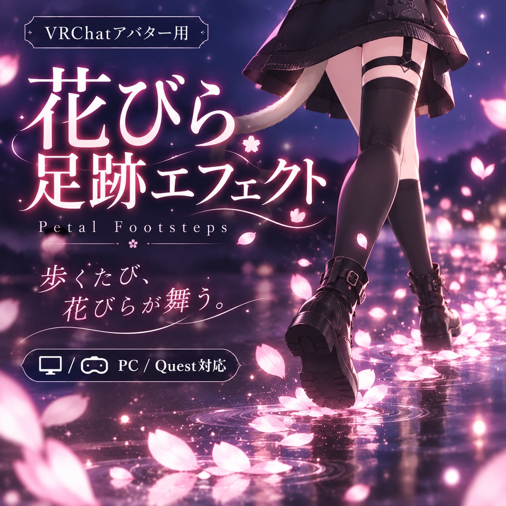 【VRChat】花びら足跡エフェクト「Petal Footsteps」｜歩くたび花びらが舞う幻想エフェクト【PC / Quest対応】