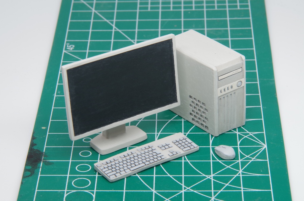 3Dプリントパーツショップ「デスクトップPC」未組立・無塗装（材質：UV硬化樹脂マットグレイ）  