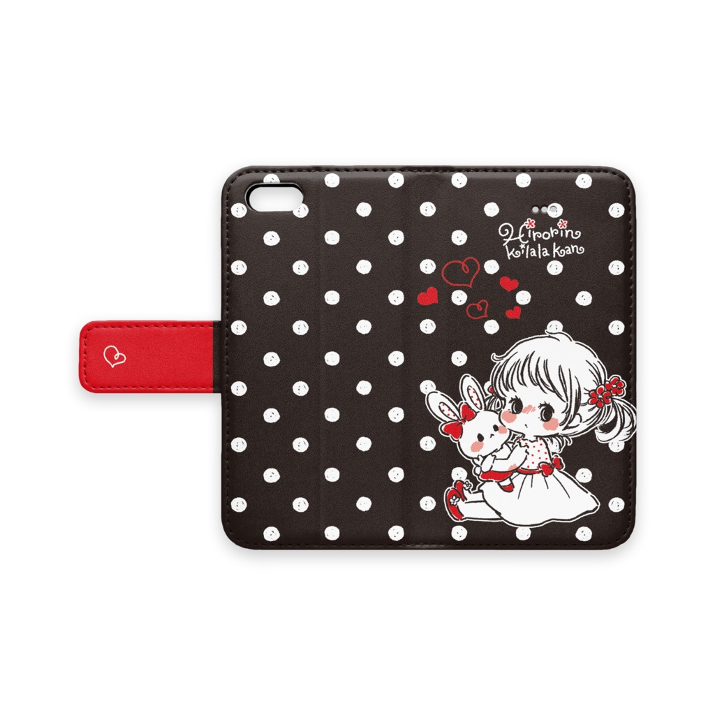 ♡ 私のうさちゃん ♡ 手帳型iPhoneケース(ベルトあり)- ブラック - 各機種対応