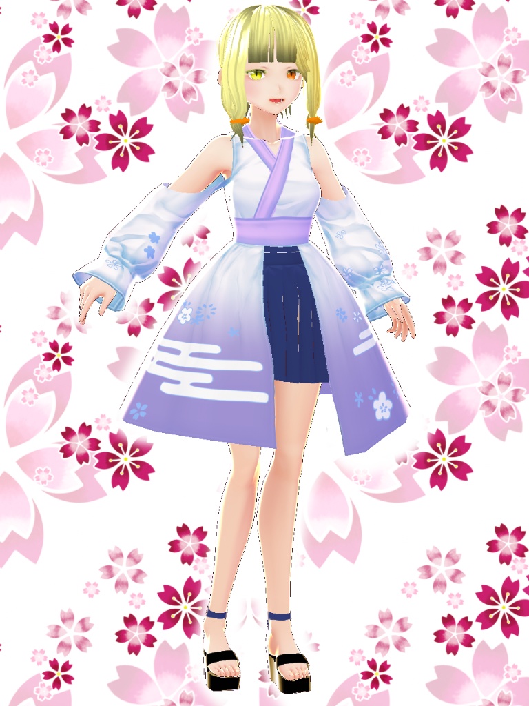 【VRoid用テクスチャ】巫女風和服セット〜赤&青〜