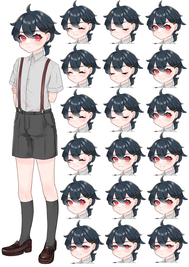 【立ち絵素材】男の子_表情差分18種【PNG】