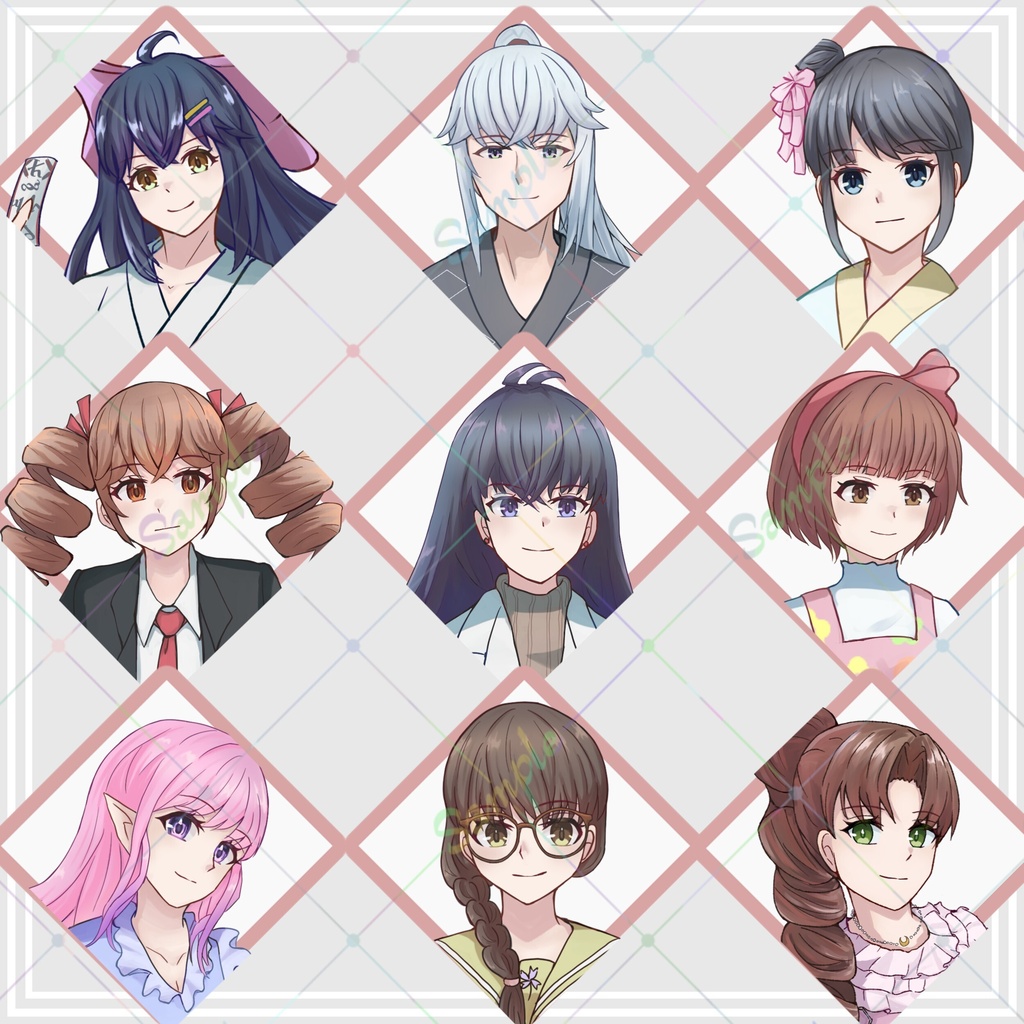 立ち絵9体セット(各キャラ表情差分10種付き)2