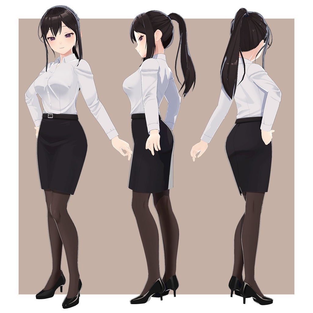 オフィス服の女の子-Office Lady-スーツモデル2種【オリジナル3Dモデル】