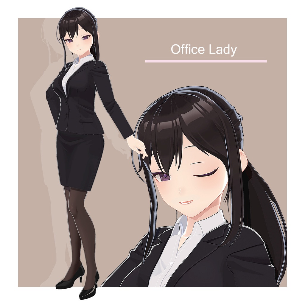 オフィス服の女の子-Office Lady-スーツモデル2種【オリジナル3Dモデル】