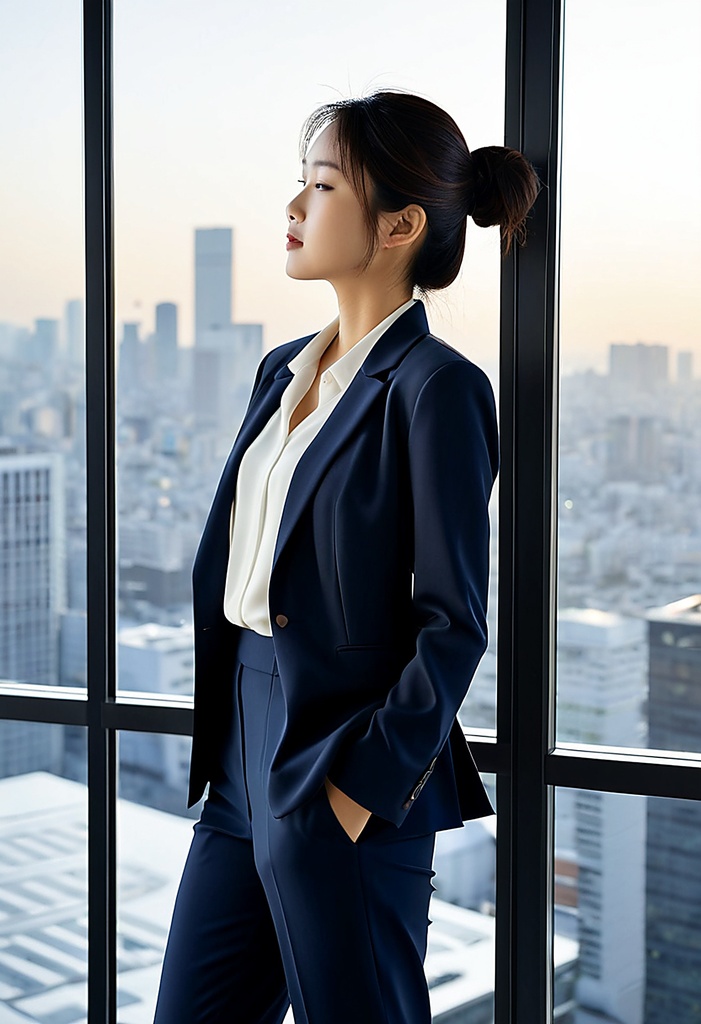 AFTERHOURS SILHOUETTE - 静寂のオフィス、残業の彼女が見せる知的な素顔