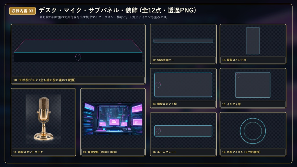 【無料版あり/配信画面】シンドローム・データ・マトリクス Vol.01 - アシッドグリーンとダークチタンの回路UIセット【ゲーム/雑談/待機/終了/OBS対応】