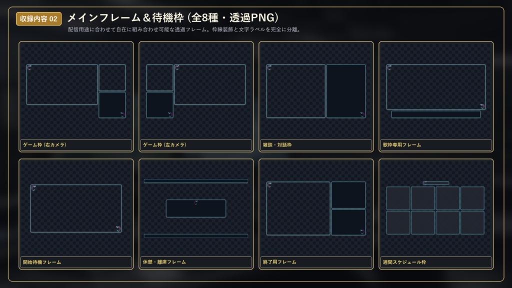 【無料版あり/配信画面】ヴァンガード・アーク・オペレーション Vol.01 - マットグレーとコバルトイエローの炭素繊維ヘックス格子セット【ゲーム/雑談/待機/終了/OBS対応】