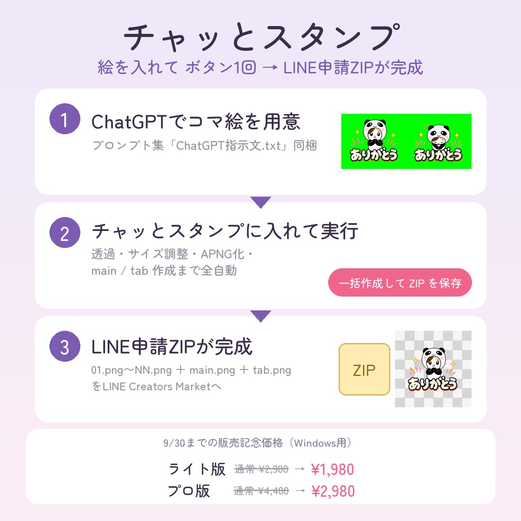 チャッとスタンプ|スタンプの透過・アニメ化・申請ZIP作成をまとめて自動化するWindowsアプリ