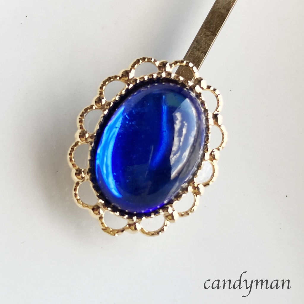 【送料込み】ヴィンテージ青いサファイアお花のヘアピン