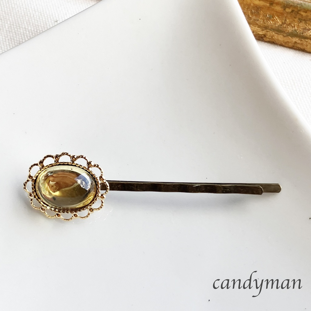 【送料込み】ヴィンテージ黄色のジョンキルお花のヘアピン