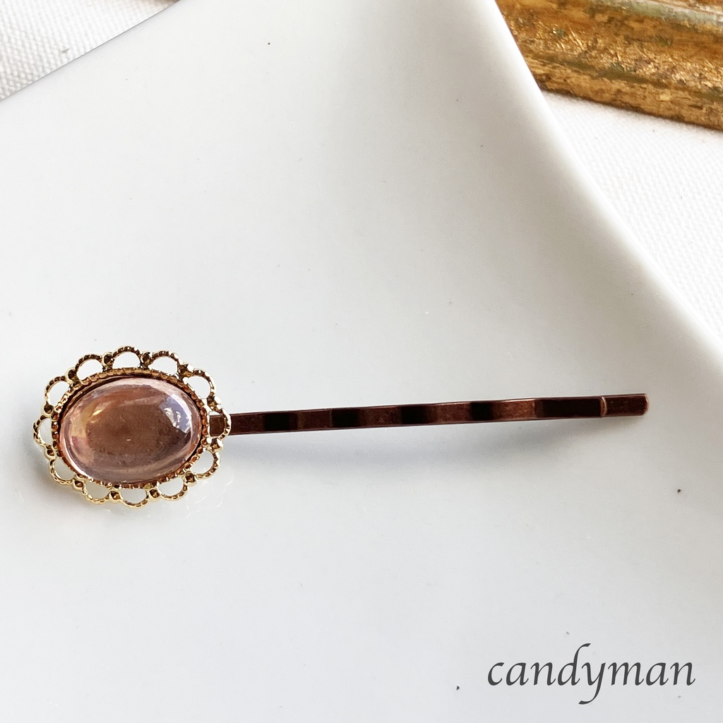 【送料込み】ヴィンテージピンクのロザリンお花のヘアピン