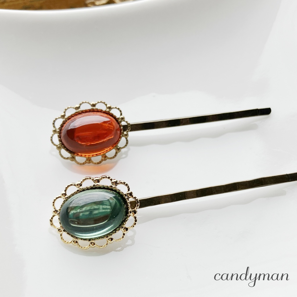 **再販**【送料込み】ヴィンテージオレンジのヒヤシンスお花のヘアピン