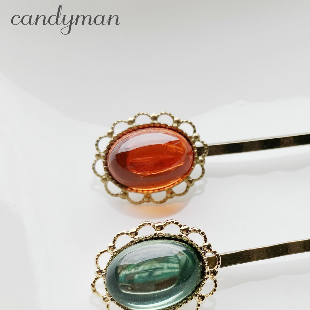 **再販**【送料込み】ヴィンテージオレンジのヒヤシンスお花のヘアピン