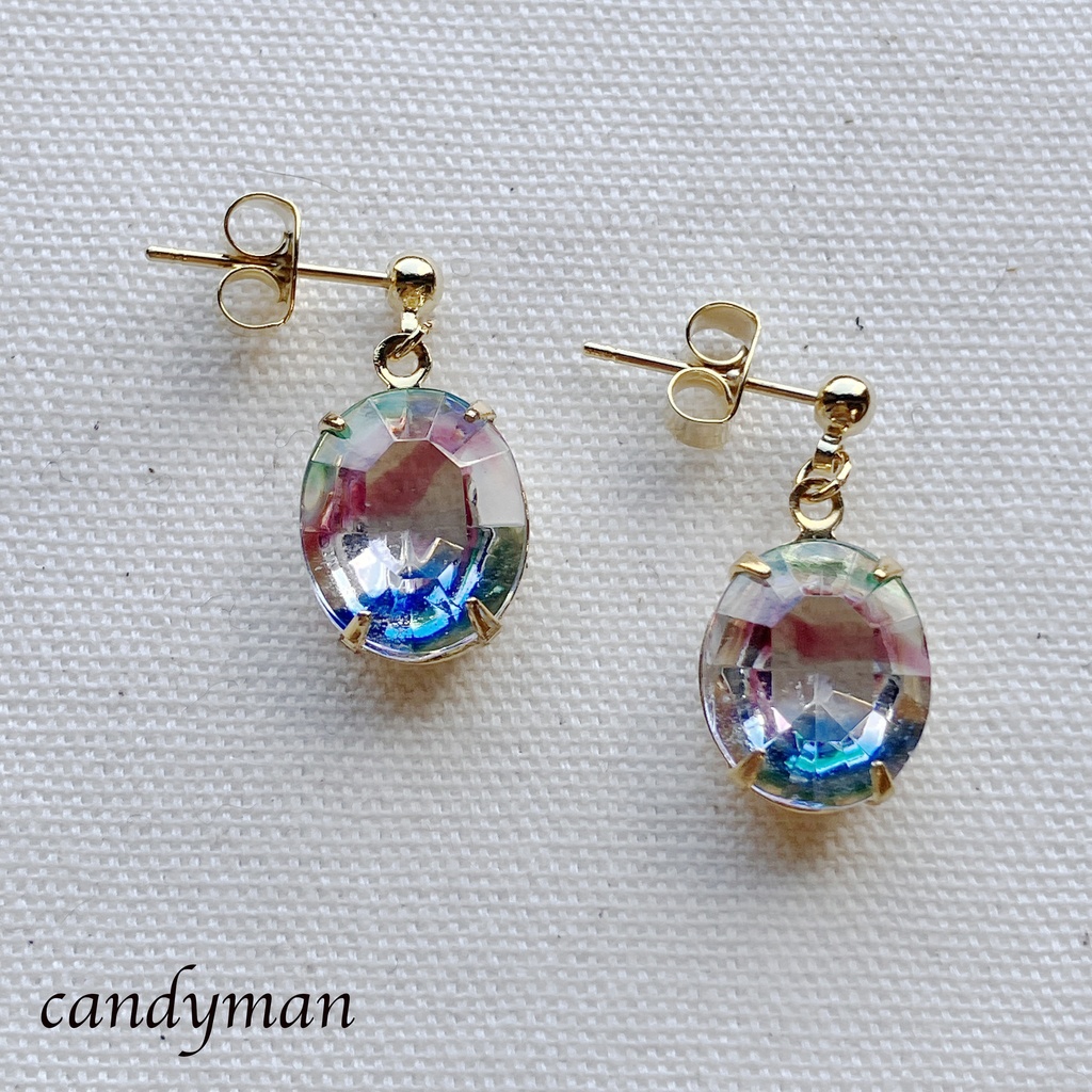 【送料込み】アイリスカラーのシンプルなピアス ジャーマンヴィンテージ