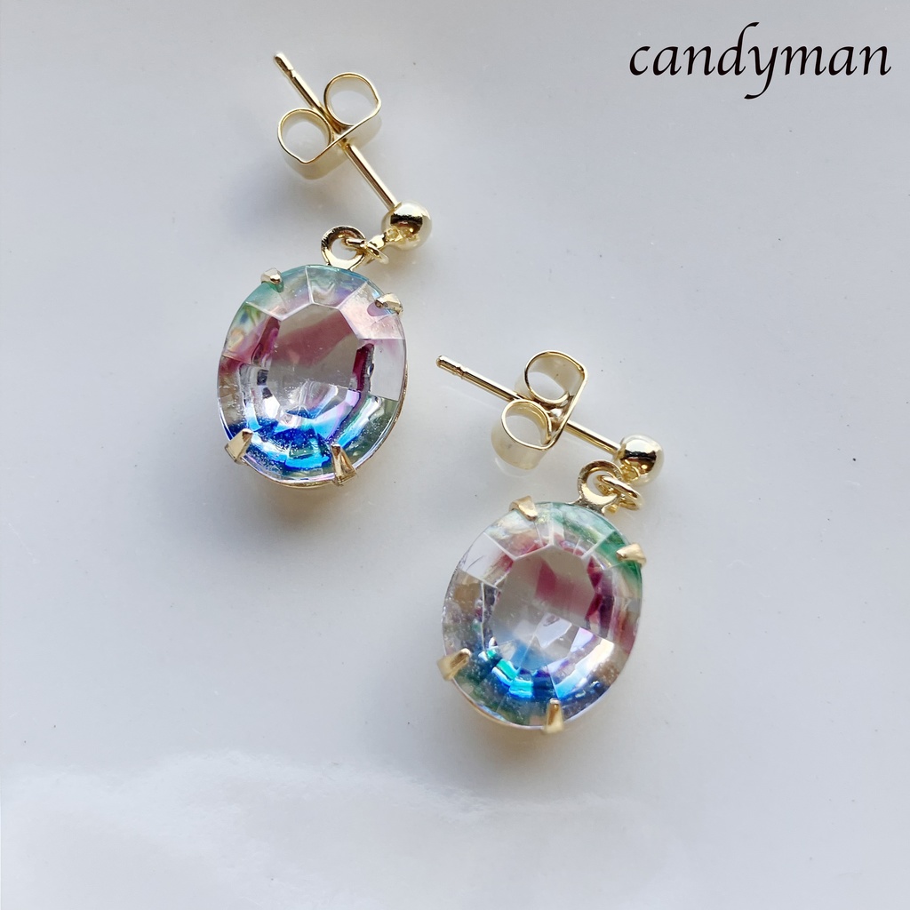 【送料込み】アイリスカラーのシンプルなピアス ジャーマンヴィンテージ