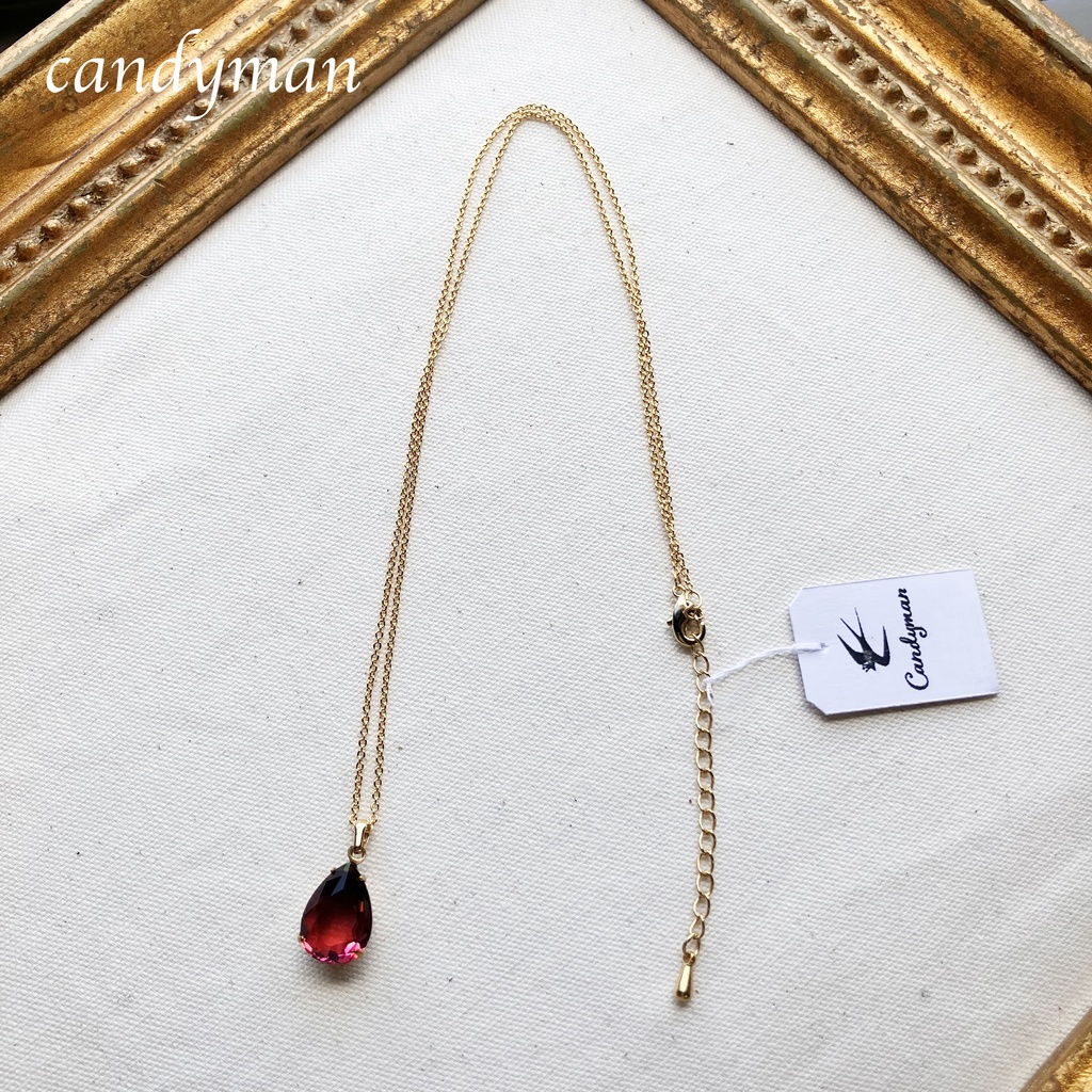 【送料込み】チャイナガラスのピンクと緑のグラデーションネックレス