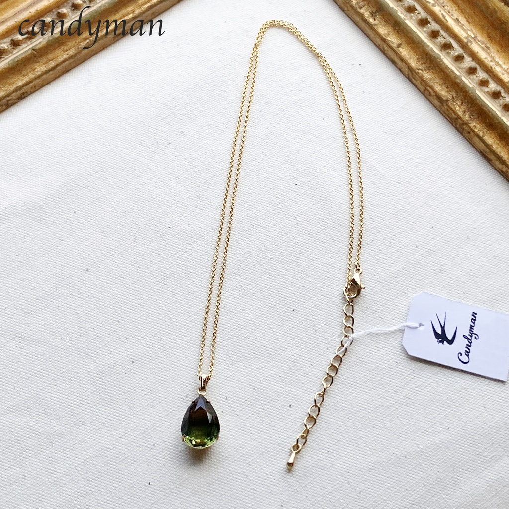 【送料込み】チャイナガラスの緑と茶色のグラデーションネックレス