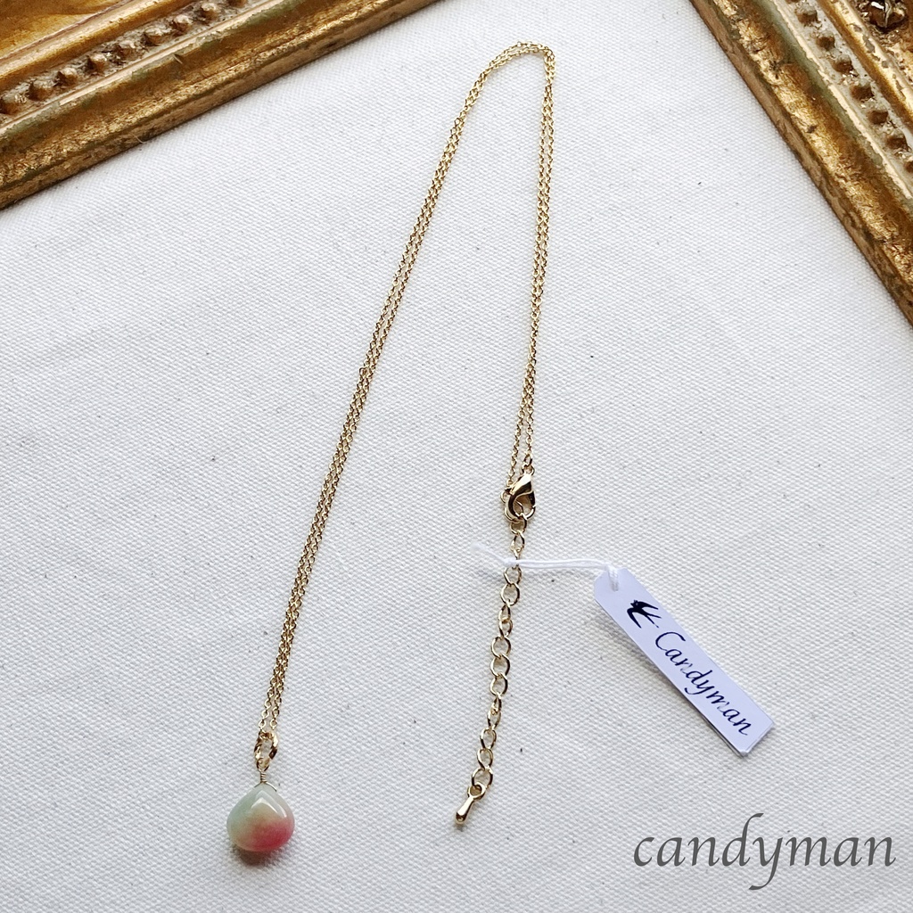 『新春セール10%OFF』【送料込み】レッド&グリーンのマーブル*キャンディジェードネックレス