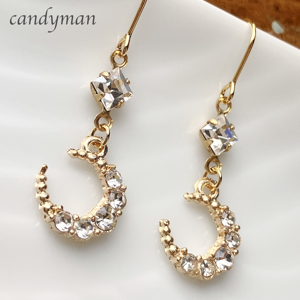 【送料込み】ヴィンテージクリスタルと三日月のピアス