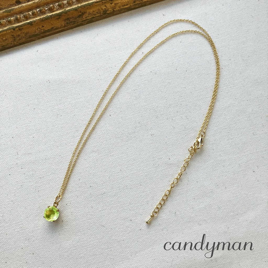 【送料込み】ウランガラスの黄色いシンプルなネックレス