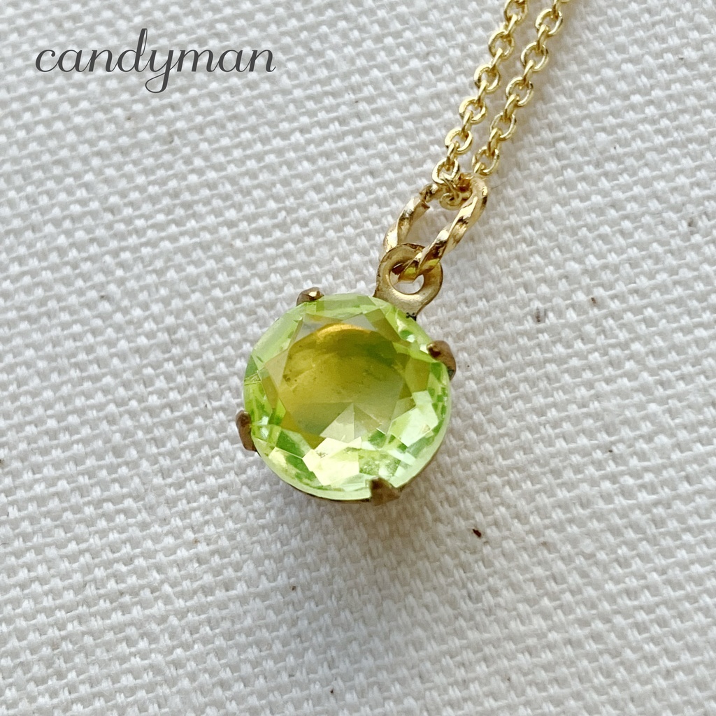 【送料込み】ウランガラスの黄色いシンプルなネックレス