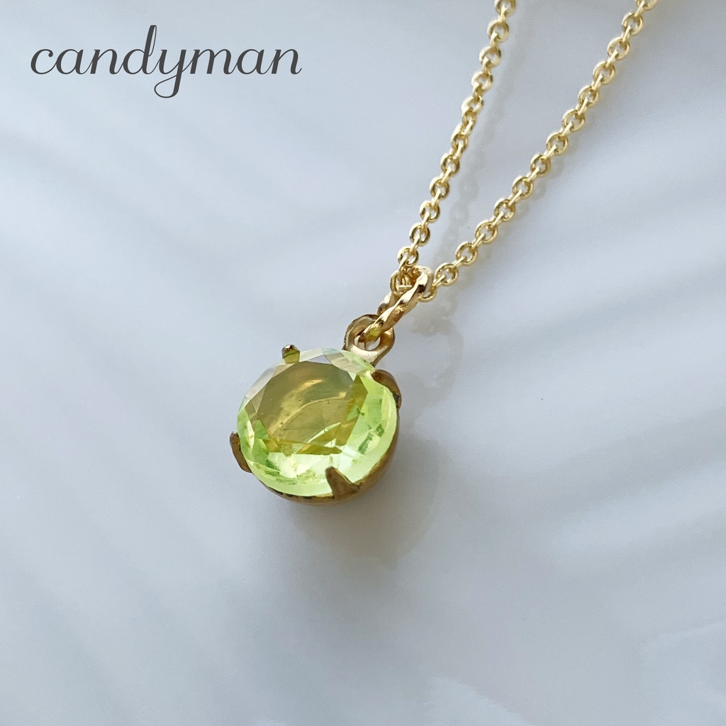 【送料込み】ウランガラスの黄色いシンプルなネックレス