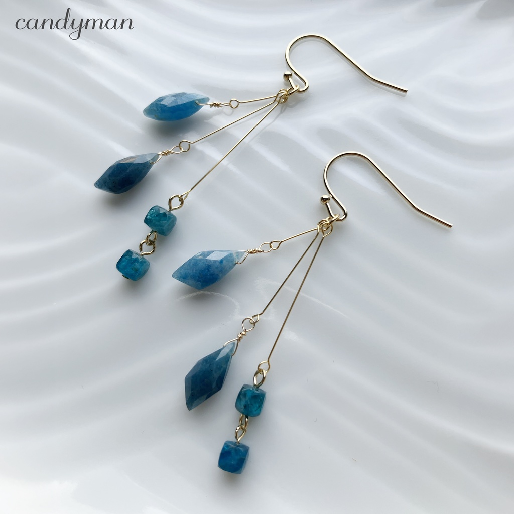 【送料込み】天然石ブルーアベンチュリンとアパタイトの青色ピアス