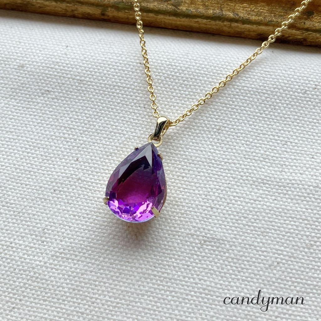 【送料込み】ブルーとローズピンクのグラデーションの可愛いチャイナガラスネックレス