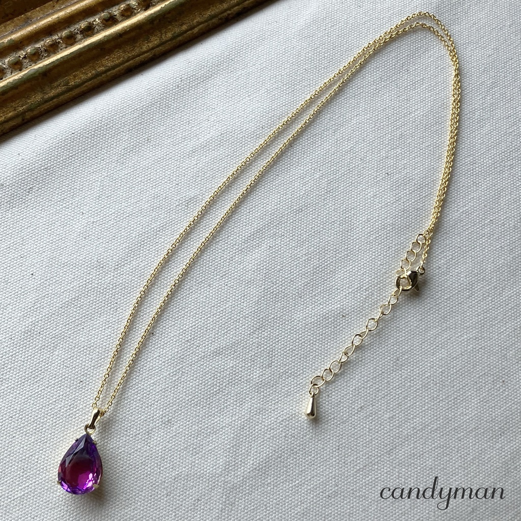 【送料込み】ブルーとローズピンクのグラデーションの可愛いチャイナガラスネックレス