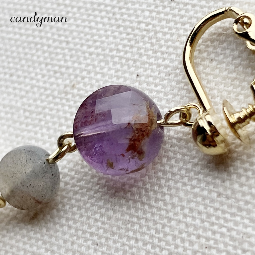 【送料込み】天然石ホワイトジェードの大人イヤリング