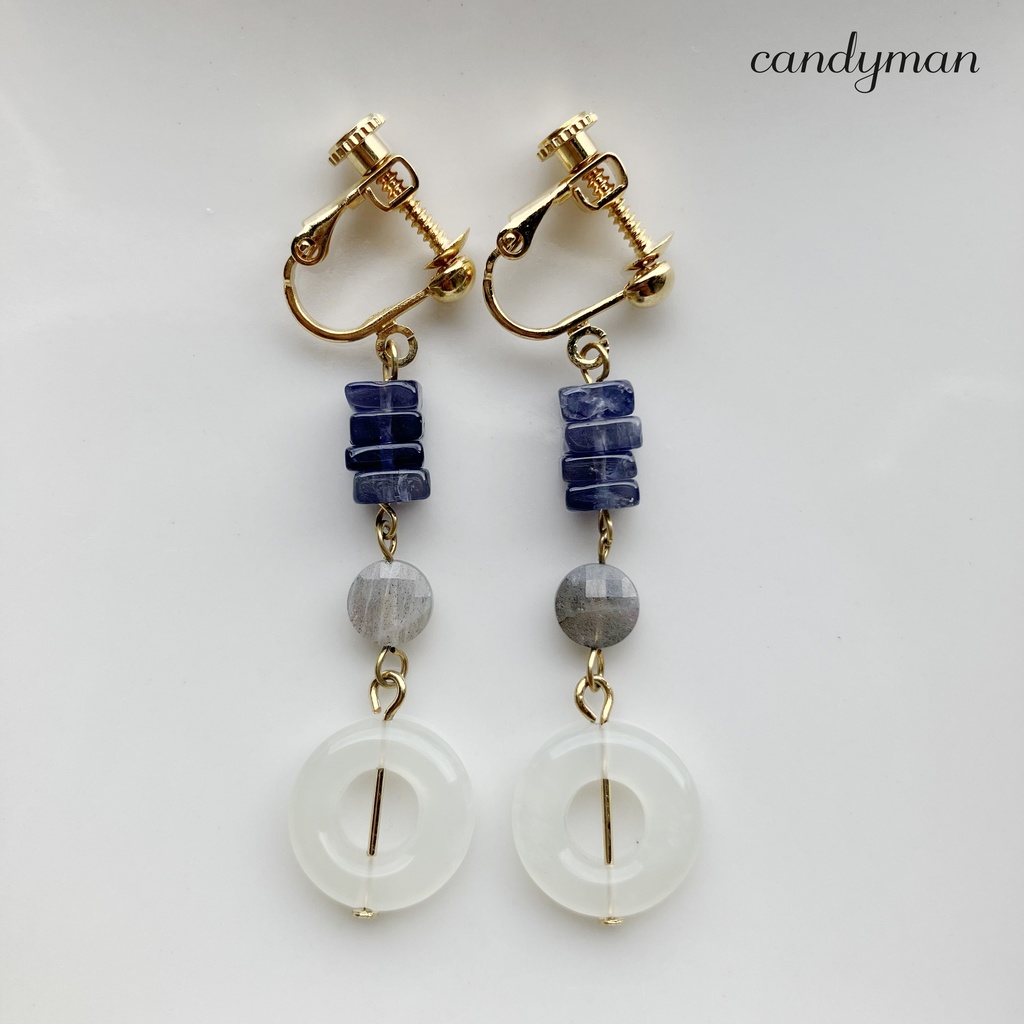 【送料込み】天然石ニュージェードの大人イヤリング