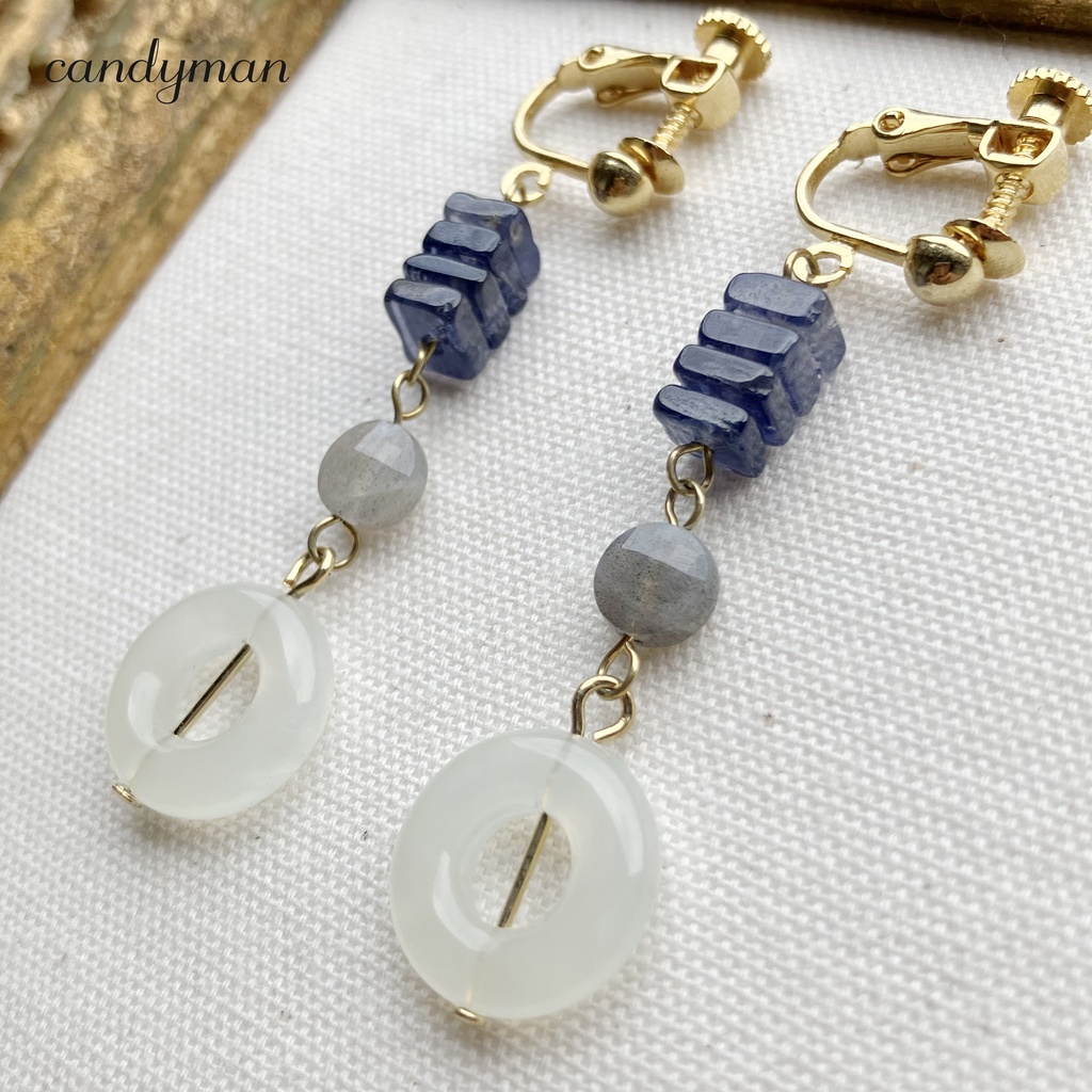 【送料込み】天然石ニュージェードの大人イヤリング