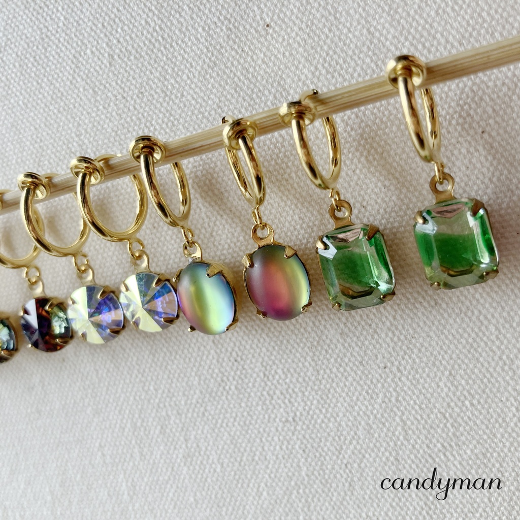 【送料込み】ヴィンテージヴォルケーノカラー シンプルなバネ式フープイヤリング(カケ有り)