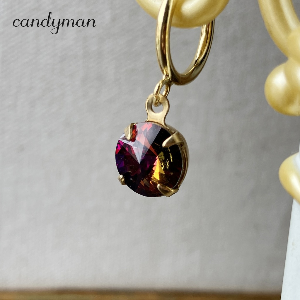 【送料込み】ヴィンテージヴォルケーノカラー シンプルなバネ式フープイヤリング(カケ有り)