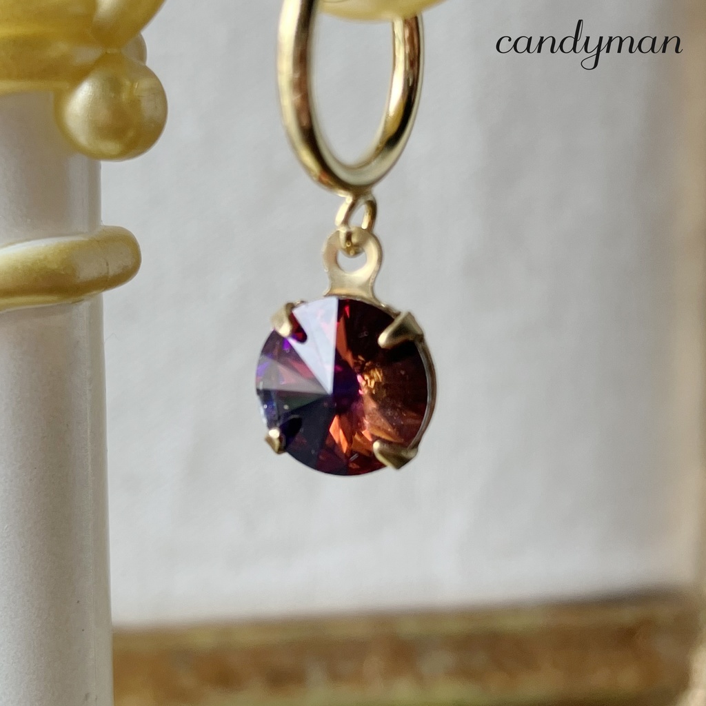 【送料込み】ヴィンテージヴォルケーノカラー シンプルなバネ式フープイヤリング(カケ有り)